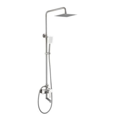 ERN 2861 E3M - (SUS 304) EXPOSED LEVER SHOWER POST WITH RISE PIPE(SQUARE RAIN SHOWER & SQUARE HAND SHOWER) -MATT