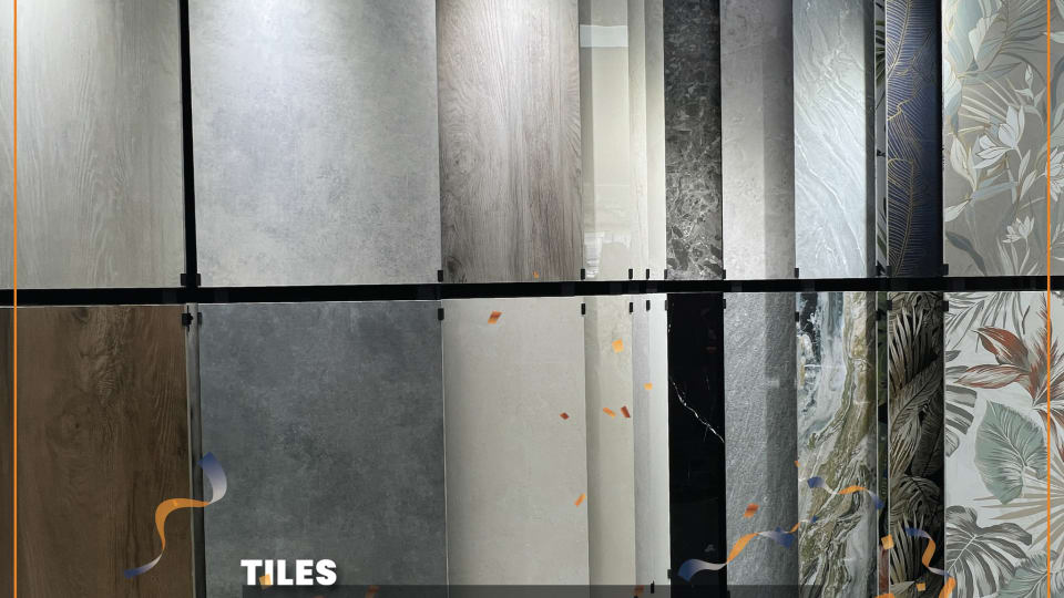 Interior view of Jubin BMS Puchong Kinrara showroom with tiles display