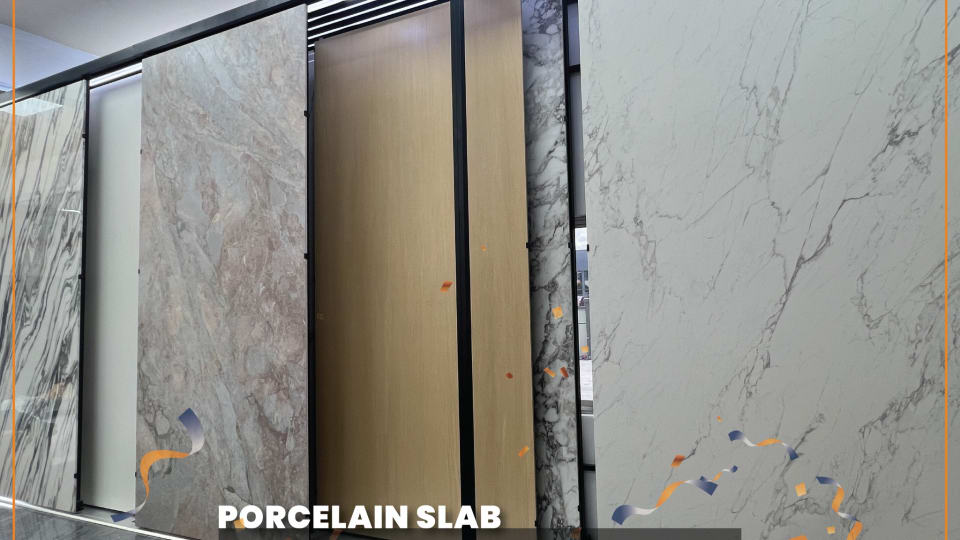 Different texture of porcelain slab at Jubin BMS Puchong Kinrara showroom