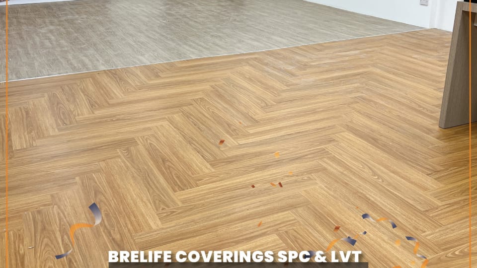 Floor display at Jubin BMS Puchong Kinrara showroom with Brelife coverings SPC and LVT