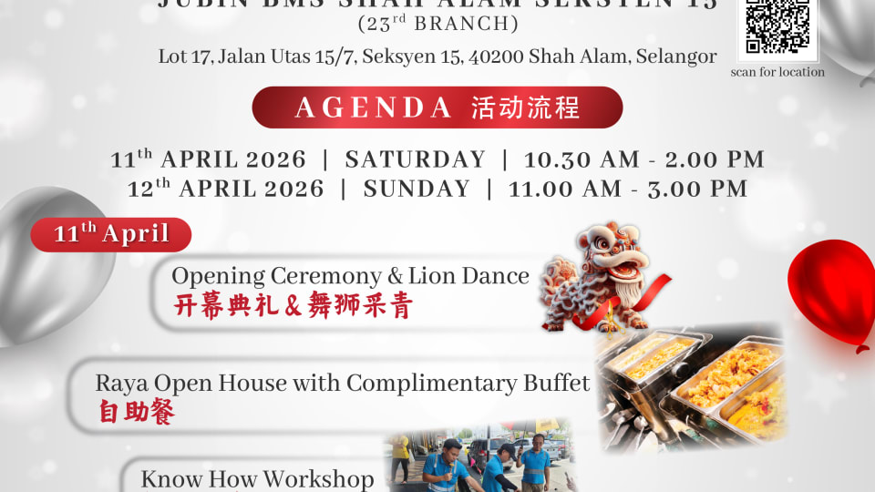 Jubin BMS Shah Alam Seksyen 15 Grand Opening Invitation