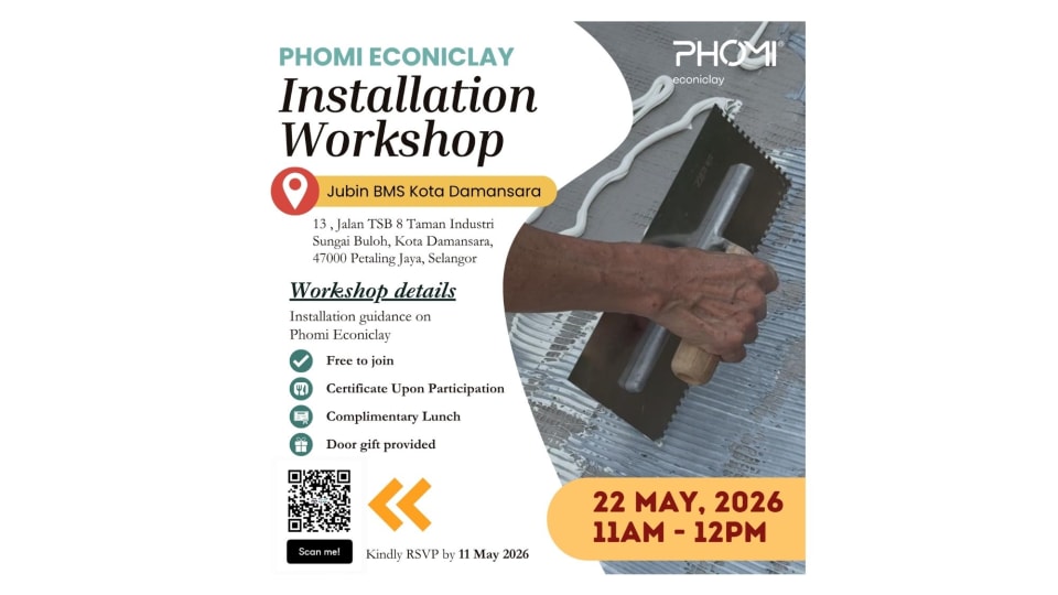 Phomi Econiclay Installation Workshop Invitation @Jubin BMS Kota Damansara